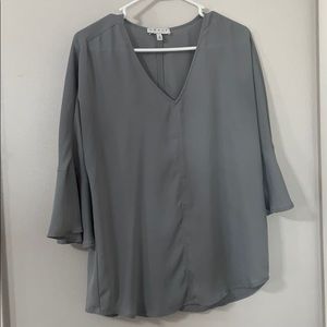 Grey Flutter Sleeve Blouse